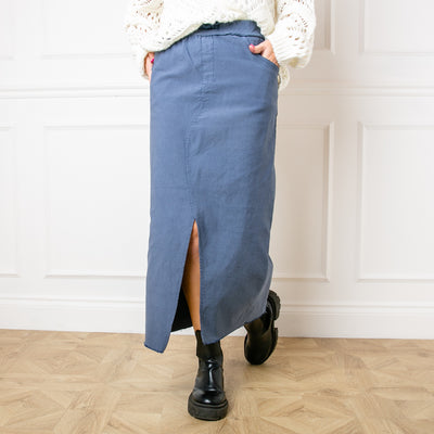 Raw Hem Midi Skirt